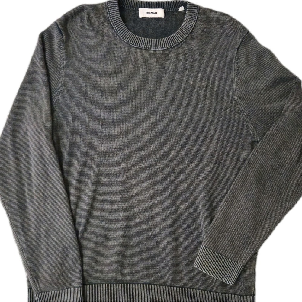 Buck Mason Mens Large Gray Ribbed Pullover Sweater 100% Cotton Crew Neck